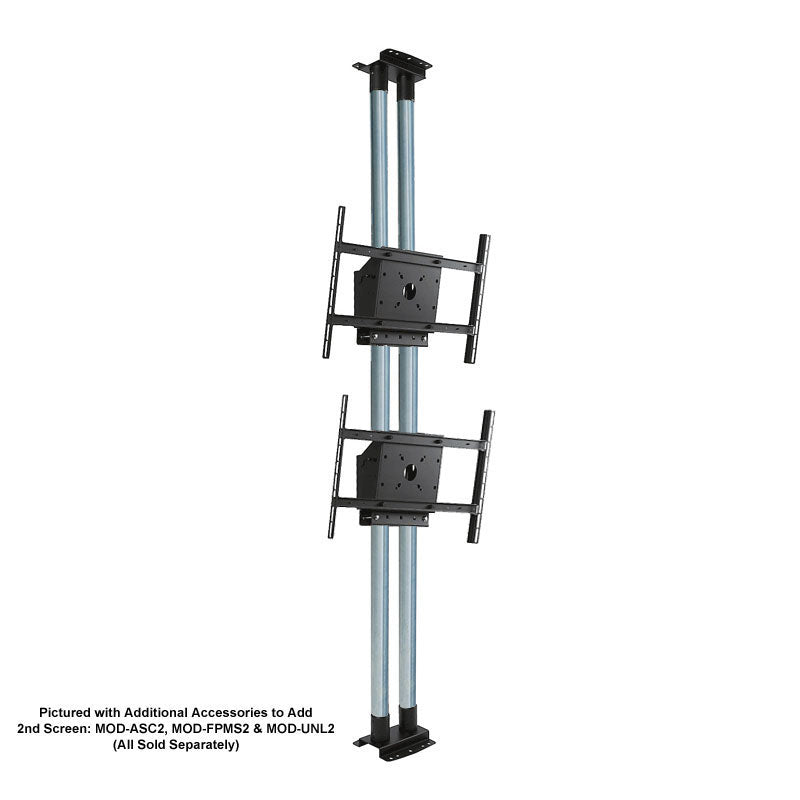 Peerless-AV Floor-to-Ceiling TV Mount Kit Bundle MOD-FC2BUNDLE-B, dual-screen floor stand with optional second display