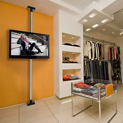 Peerless-AV Floor-to-Ceiling TV Mount Kit Bundle MOD-FCBUNDLE-B, floor-to-ceiling display stand installed in retail space