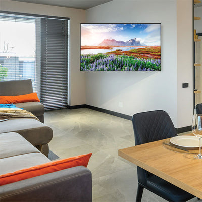 Peerless-AV Articulating Wall Mount for Extra Large Screens PA775, articulating TV wall mount installed living room view