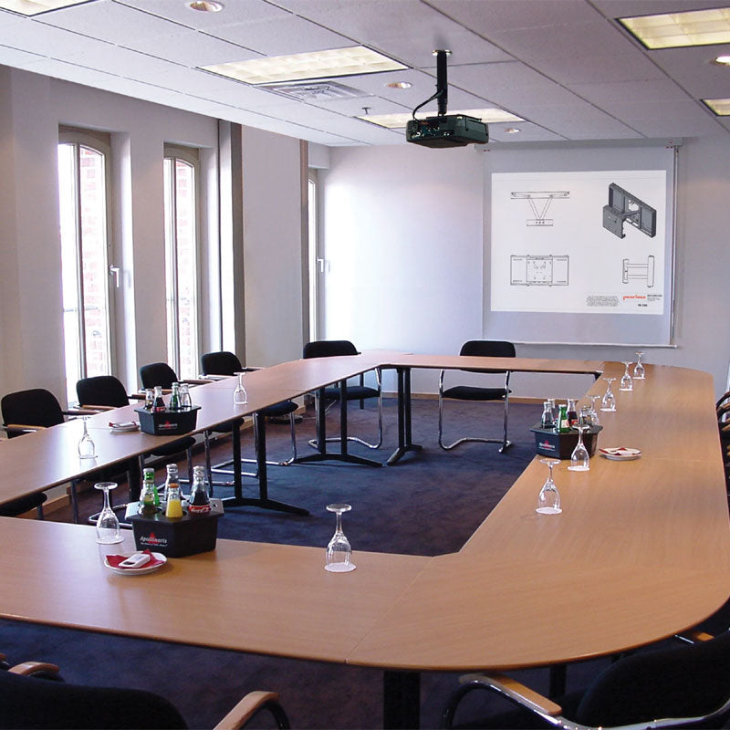 Peerless-AV Vector Pro II Projector Mount PJF2-UNV, ceiling-mounted projector installed conference room view