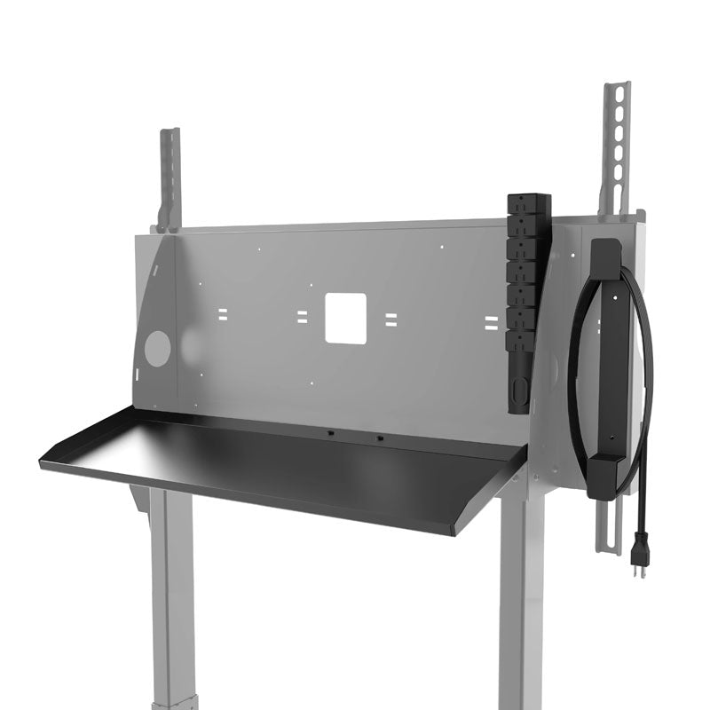 Peerless-AV XL SmartMount Motorized Height Adjust TV Cart SR598ML3E, sit-stand wall workstation rear view
