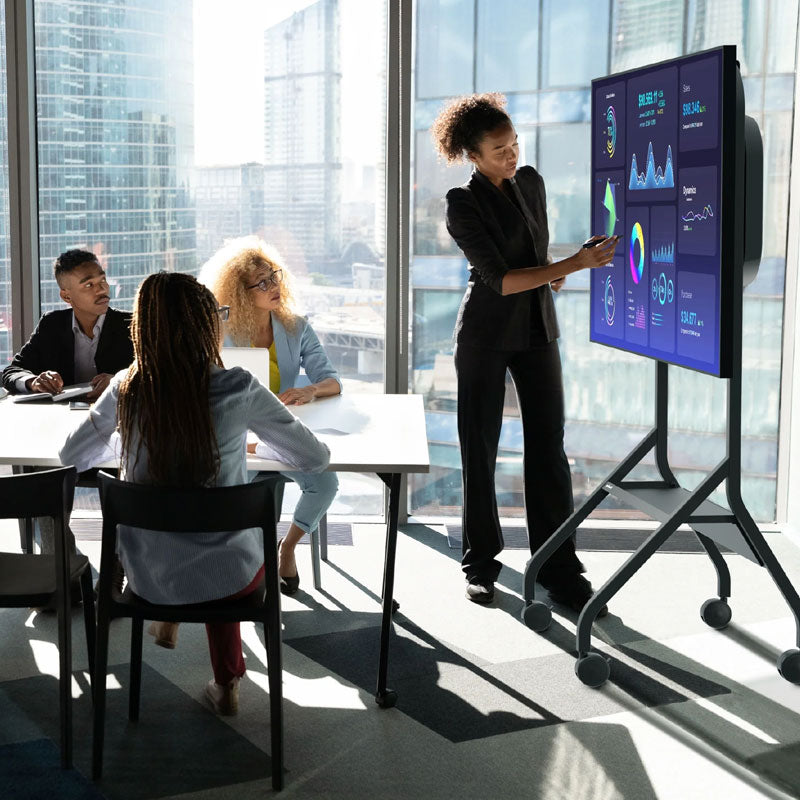 Peerless-AV SmartMount Large Universal Flat Panel Cart SR860, mobile interactive display cart installed conference room view