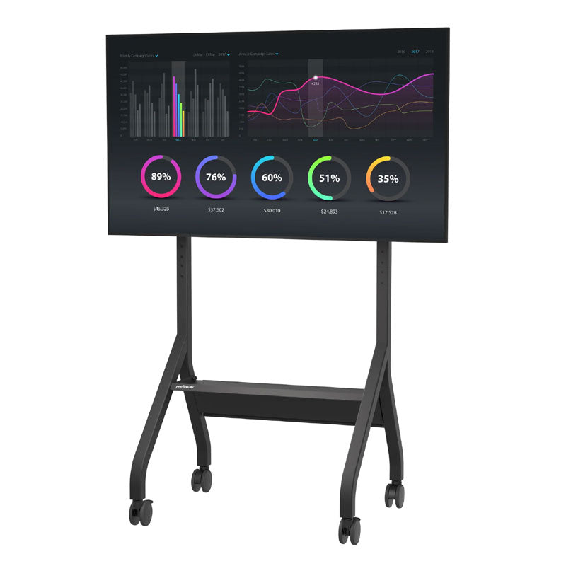 Peerless-AV SmartMount Extra Large Universal Flat Panel Cart SR898, interactive mobile display stand front view with screen