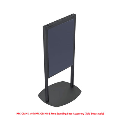 Premier Mounts Samsung OMN-D Dual-Sided Display Mount, PFC-OMND, freestanding digital signage mount angled view