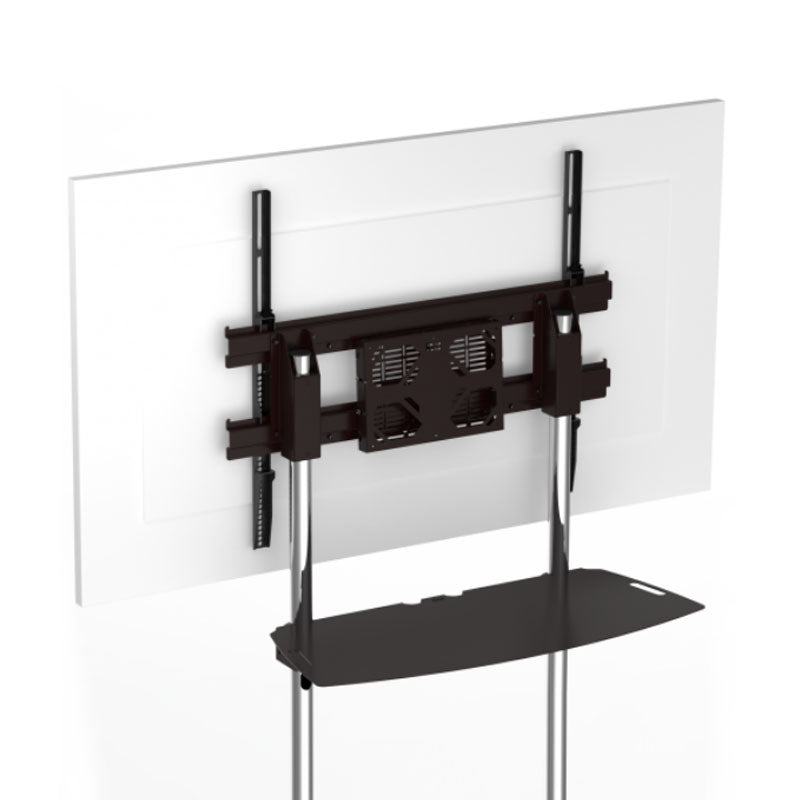 Premier Mounts Component Shelf PSD-SHLFXL, large-display stand rear view with accessory shelf