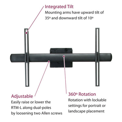 Premier Mounts Large TV Floor Stand EB84-RTM, dual-display adapter adjustment features diagram