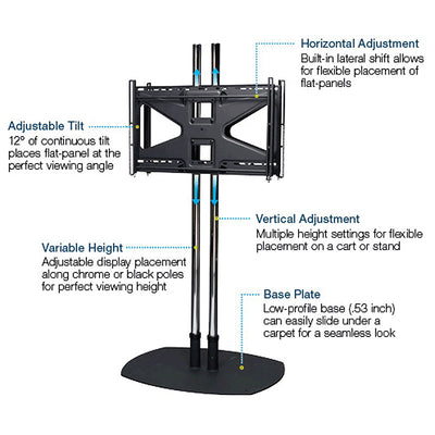 Premier Mounts Large Dual Display Floor Stand CS84-2MS2, dual-pole floor display stand adjustment features