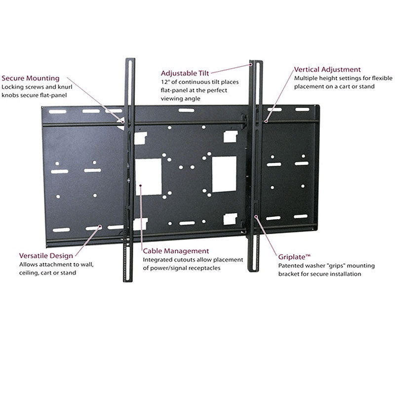 Premier Mounts Extra Large Tilt TV Wall or Stand Mount CTM-MS3, display mount plate features diagram