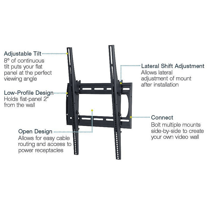 Premier Mounts Universal TV Wall Mount P4263TP, tilting display wall mount features diagram