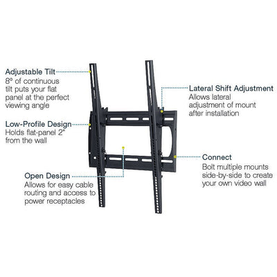 Premier Mounts Universal TV Wall Mount P4263TP, tilting display wall mount features diagram