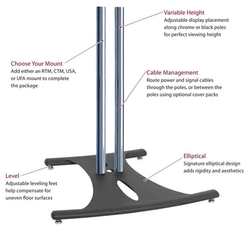 Premier Mounts Elliptic TV Floor Stand PSD-EB60, display floor stand base and cable management features