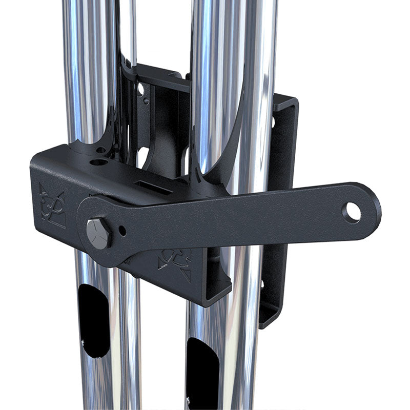 Premier Mounts Dual Pole Heavy Duty Mount Adapter PSD-HDCA, dual-pole display bracket locking knobs close-up