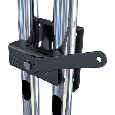Premier Mounts Dual Pole Heavy Duty Mount Adapter PSD-HDCA, dual-pole display bracket locking knobs close-up