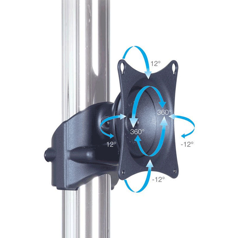 Premier Mounts Single Pole Floor Stand Base PSP-BASE, pole-mounted display bracket adjustment range diagram