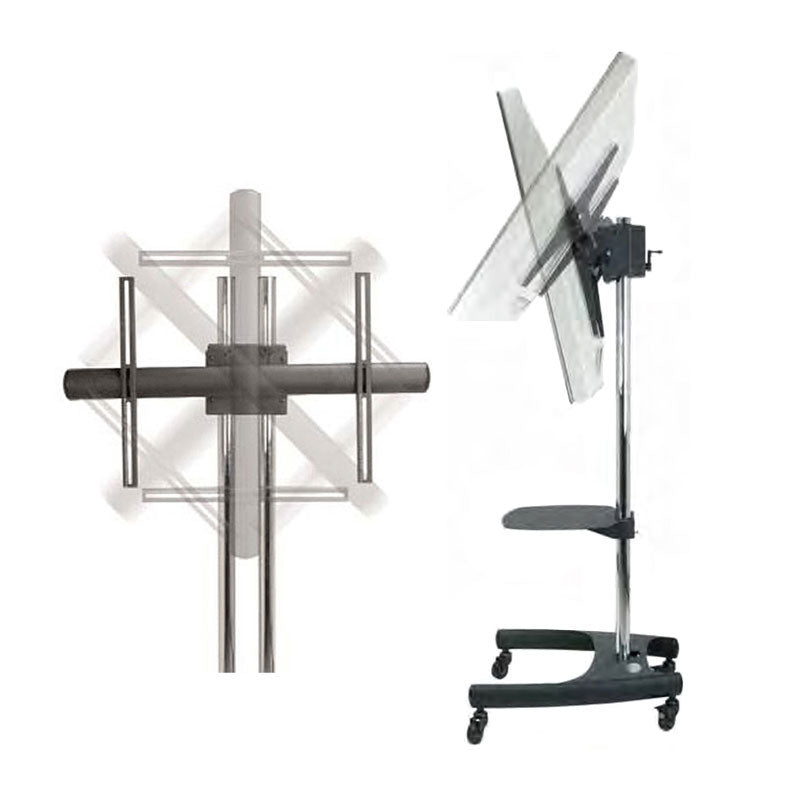 Premier Mounts 360 Degree Rotating TV Mount RTM-S, mobile dual-display stand in portrait and tilted configurations
