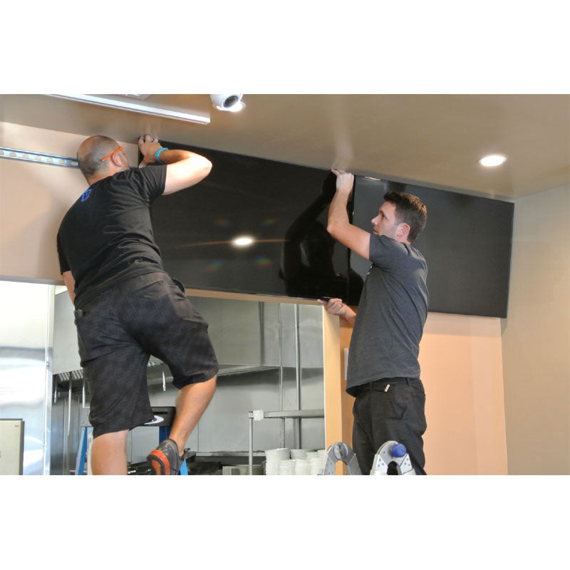 Premier Mounts Small Channel Strut Menu Board Mount UMB-DBTS, installers mounting display in commercial interior