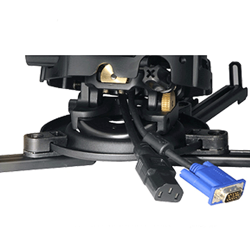 Peerless-AV Precision Gear Universal Projector Mount PRG-UNV, projector mount cable connections and adjustment hardware