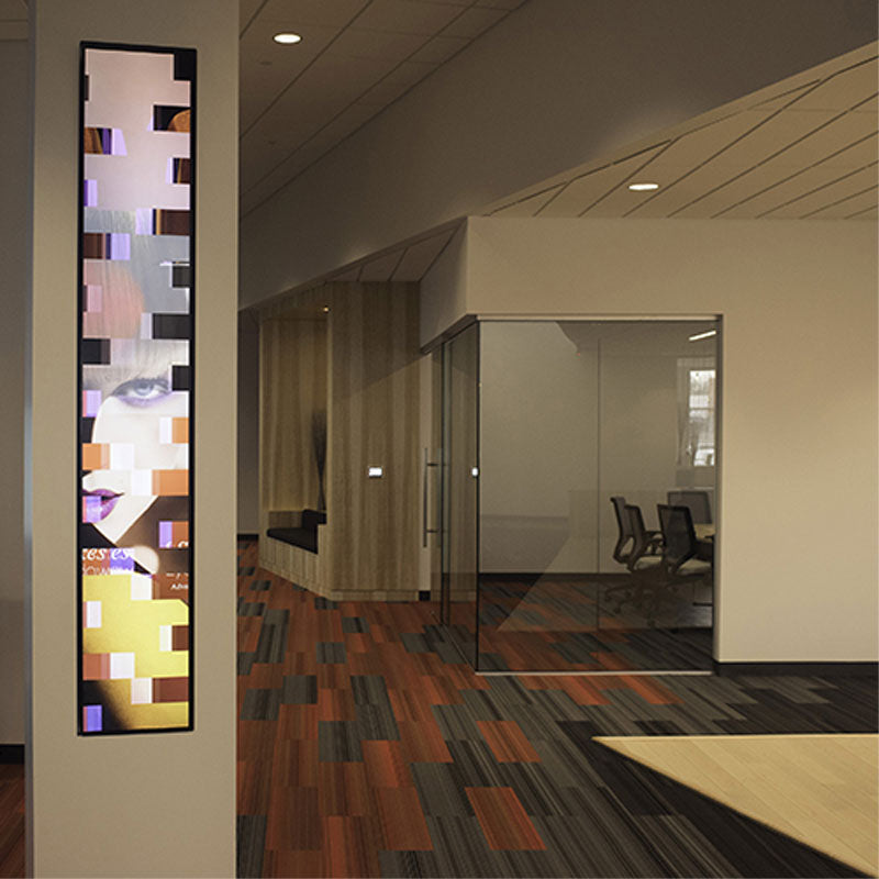 Chief Stretched Display Wall Mount PSMH2860, vertical display wall mount installed hallway view