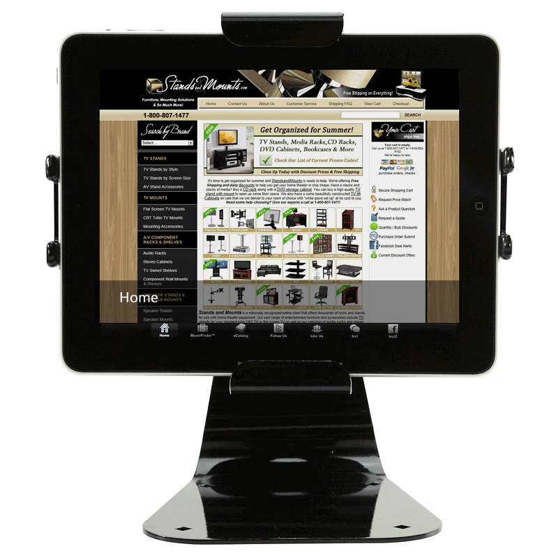 Peerless-AV Theft Resistant Universal Tablet Desktop Mount PTM400S, tablet desktop stand in landscape orientation