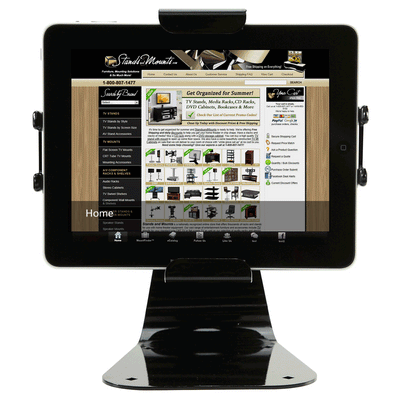 Peerless-AV Theft Resistant Universal Tablet Desktop Mount PTM400S, tablet desktop stand in landscape orientation
