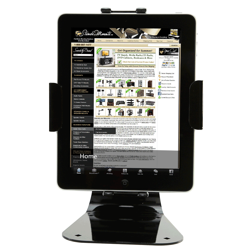 Peerless-AV Theft Resistant Universal Tablet Desktop Mount PTM400S, tablet desktop stand in portrait orientation