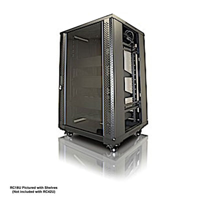 Crimson RC42U Floor Standing 42U Rack Enclosure, open rack cabinet front three-quarter view