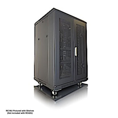 Crimson RC42U Floor Standing 42U Rack Enclosure, closed rack cabinet front three-quarter view