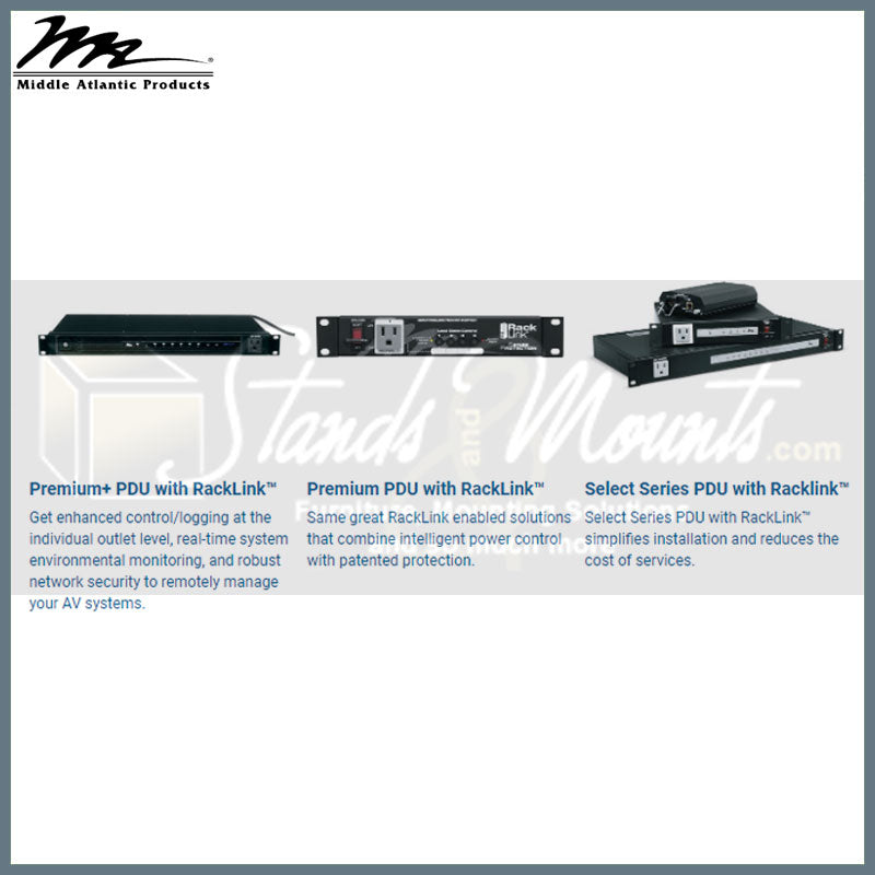 Middle Atlantic Premium+ PDU with RackLink RLNK-P420, power distribution unit model comparison chart