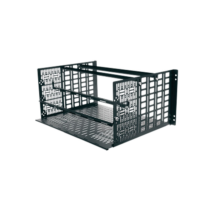 Middle Atlantic Custom Shelf RSHA-SONOS-AMP6, mobile cart storage basket angled view