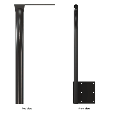 Crimson Heavy Duty Parapet or Wall Security Camera Mount RW24, curved wall extension arm top and front views