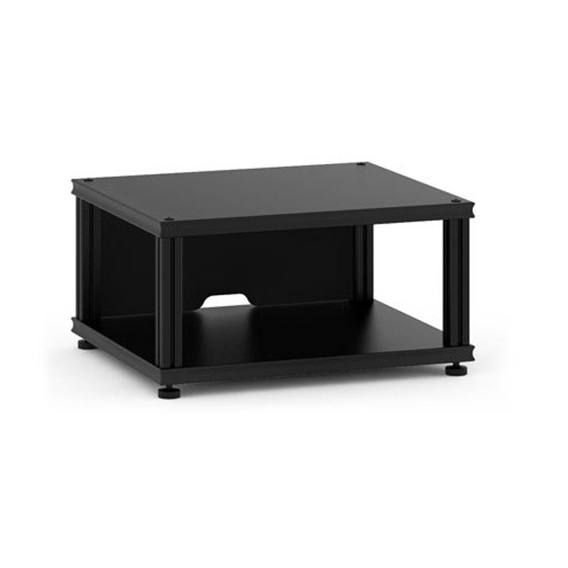 Salamander Designs Synergy Top or Bottom Panel 201-510/BO, black two-shelf equipment stand in a front three-quarter view