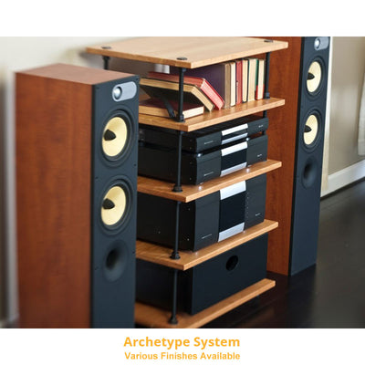 Salamander Designs Archetype 5.0 Audio Stand A5/W, wood audio rack installed listening room