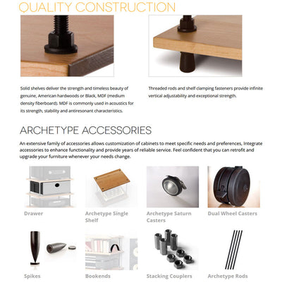 Salamander Designs Archetype 5.0 Audio Stand A5/W, wood audio rack construction and accessories