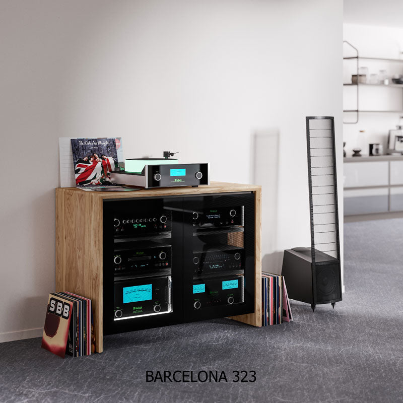 Salamander Designs Barcelona 347 AV Cabinet C/BA347/NW/BG, AV cabinet installed with components