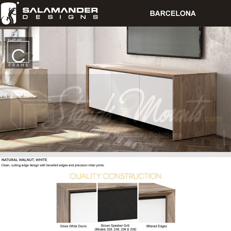 Salamander Designs Barcelona 347 AV Cabinet C/BA347/NW/GW, wood and white media console construction overview