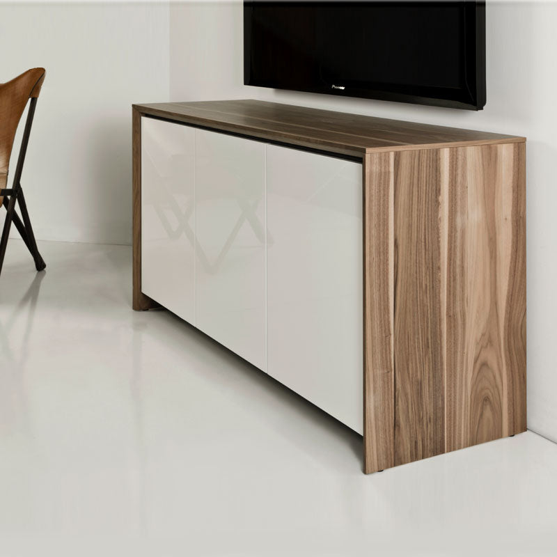 Salamander Designs Barcelona 347 AV Cabinet C/BA347/NW/GW, wood and white media console front three-quarter view