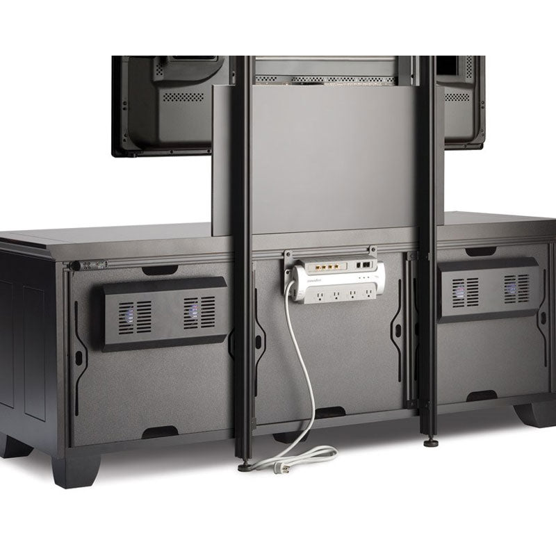 Salamander Designs Chameleon Rear Panel CA/AC30, media cabinet rear cable management view