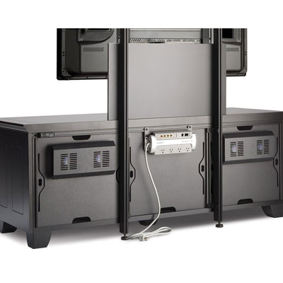 Salamander Designs Chameleon Rear Panel CA/AC30, media cabinet rear cable management view
