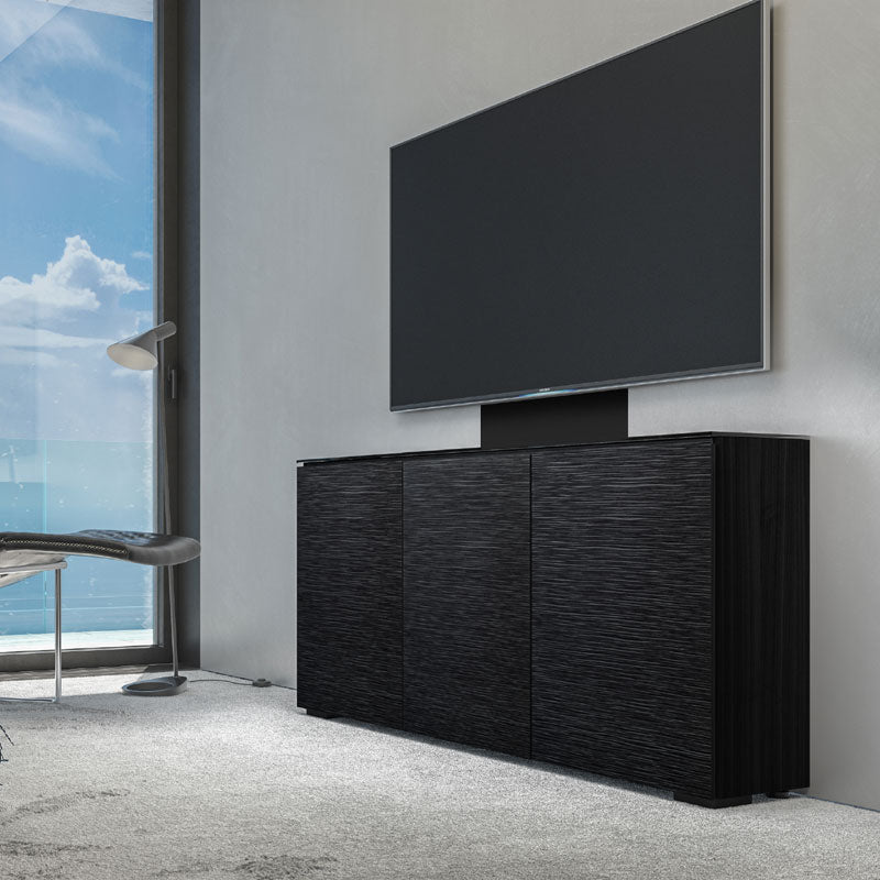 Salamander Designs Low Profile Chicago 347 AV Cabinet C1/CH347M/BO, AV cabinet installed living room view
