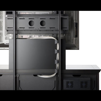 Salamander Designs Chameleon Cabinet Integrated TV Mount CQ/PM2/B, multimedia credenza cable-management detail