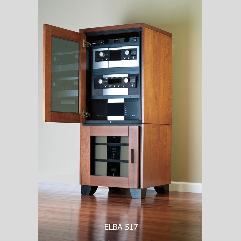 Salamander Designs Elba 317 Audio Cabinet C/EL317/AC, wood equipment cabinet with doors open
