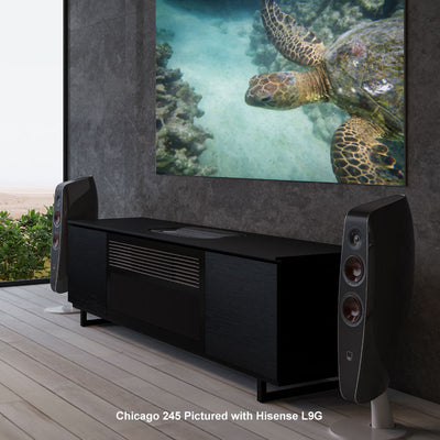 Salamander Designs Miami 245 Projector Cabinet X/HSEPX1/245/MM/GW, AV cabinet installed home theater angled view