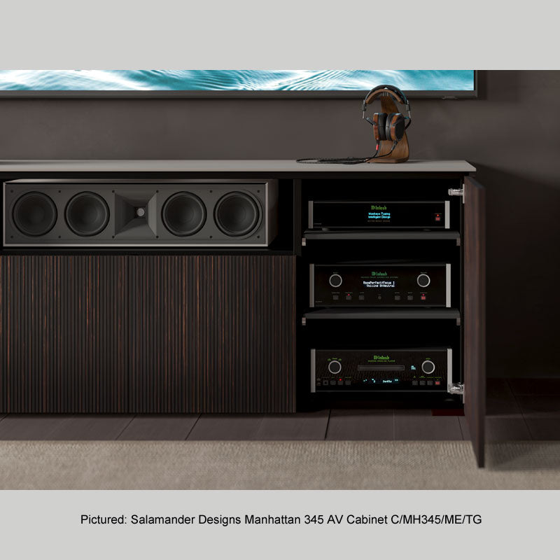 Salamander Designs Manhattan 345 AV Cabinet C/MH345/MW/BG, AV cabinet installed equipment storage close-up