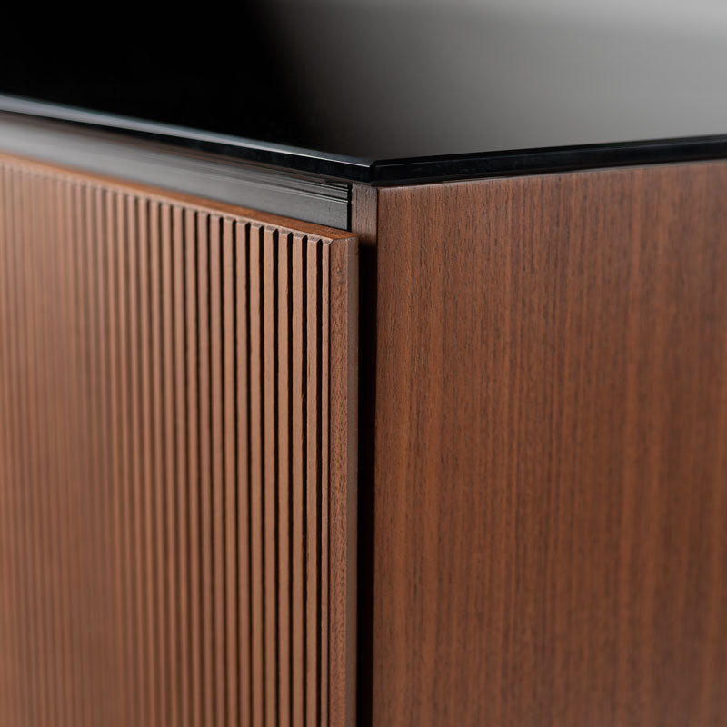 Salamander Designs Manhattan 347 AV Cabinet C/MH347/MW/BG, walnut AV cabinet fluted door detail