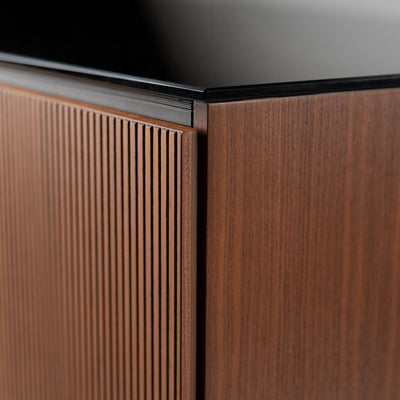 Salamander Designs Manhattan 347 AV Cabinet C/MH347/MW/BG, walnut AV cabinet fluted door detail