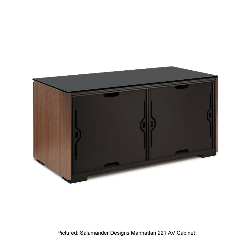 Salamander Designs Manhattan 347 AV Cabinet C/MH347/MW/BG, walnut AV cabinet front view