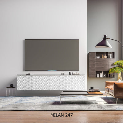 Salamander Designs Milan 347 AV Cabinet C/ML347/WH/BK, AV cabinet installed living room view