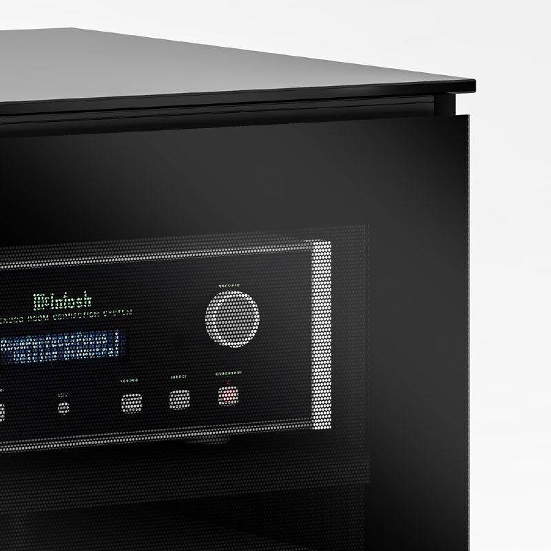 Salamander Designs Oslo 245 Projector Cabinet C2/AWOL245OS/BK, AV cabinet smoked-glass door electronics detail