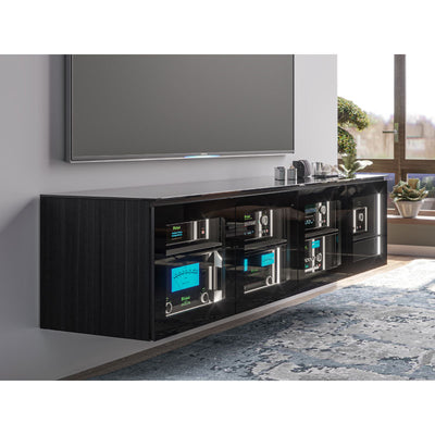Salamander Designs Oslo 347 AV Cabinet C/OS347/BG, AV cabinet with smoked-glass doors open