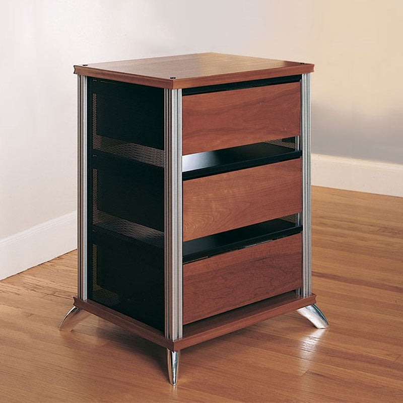 Salamander Designs Claw Feet SA/AF/10, three-shelf media cart front three-quarter view